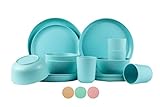 BAMBOO LAND Set for 4 person (16 PCS) /bamboo fiber dinnerware dishwasher safe, reusable bamboo...