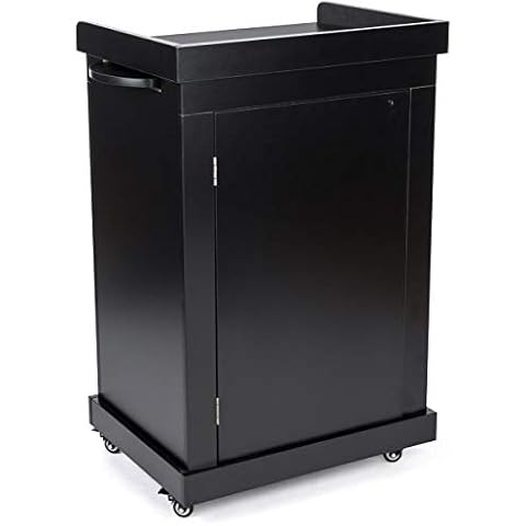 Displays2go Rolling Podiums with Adjustable Shelves – Black (OLILCTMMSBK) Cover