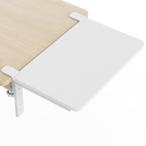 ART-GIFTREE Desk Extender, 15-inch Clamp-On Desk Shelf, Height-Adjustable Desktop Shelf Organizer for Monitors Office and Gaming Accessories, Arm Support Table Extension, 44lbs Heavy Duty, White