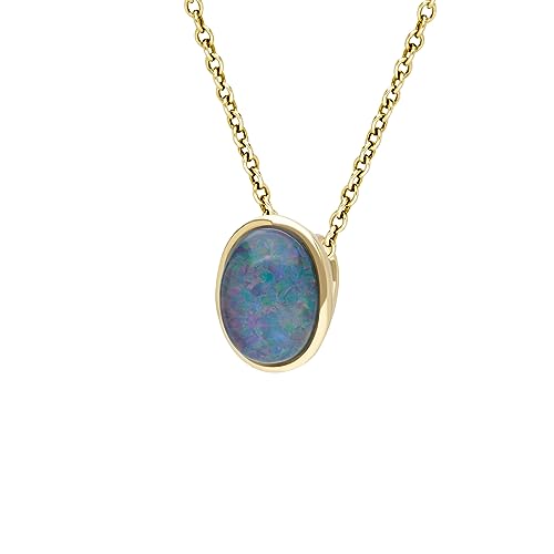 Ivy Gems 9ct Yellow Gold Triplet Oval Opal Cabochon Pendant on 46cm Chain, Multi Colour - Image 2