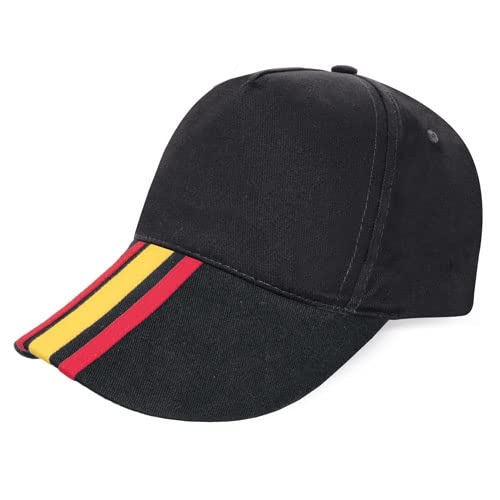 Makio Gorra Bandera de España Regulable Padel Golf Tenis. Gorra 5 Paneles 100% algodón Peinado (Negro)