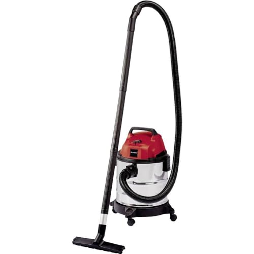 Einhell Wet and Dry Vacuum Cleaner 1250W, 20L Stainless Steel Tank, Blow Connection, 4 Castors, Ø 36mm Suction Hose + Extension, Floor Nozzle, Filters TC-VC 1820 S