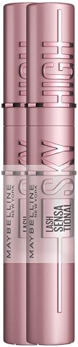 Maybelline New York Schwarze Wimperntusche für extrem lange Wimpern, Lash Sensational Sky High Mascara Doppelpack, Very Black, 2 x 7,2 ml