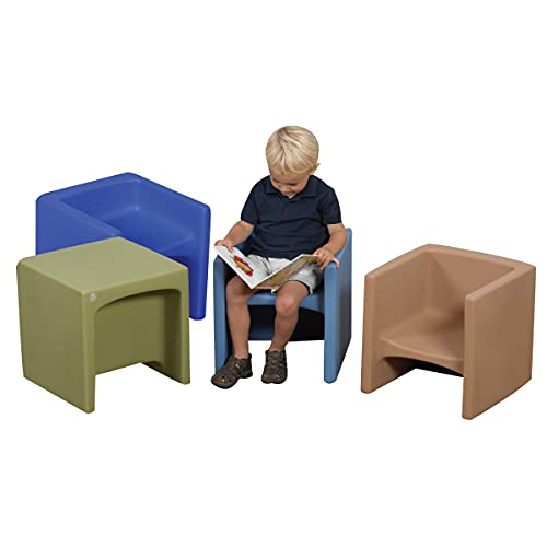 Children's Factory Cube Chairs, Set-4, Woodland CF910-047, Classroom Furniture, Kids Daycare and Preschool Flexible Seating, Toddler Reading Chair