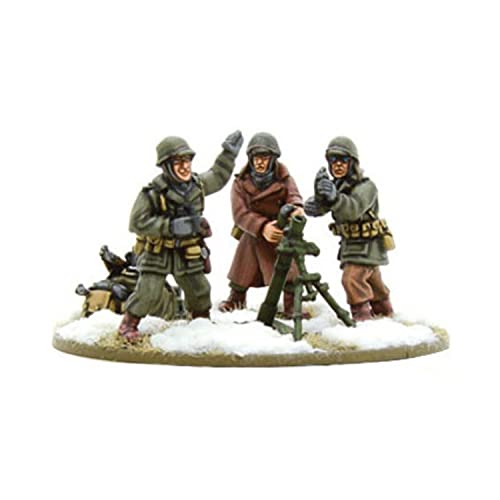 Mortier moyen US Army Winter Bolt Action en métal détaillé de Warlord Games pour collectionneur