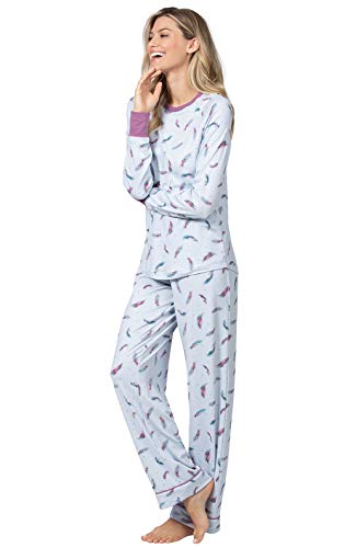 PajamaGram Womens PJs Sets Cozy - Ultra Soft Women Pajamas, Blue, S, 4-6