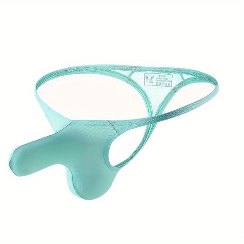 Men's Ice Silk thong Underwear U Drum Bag Sexy Pink green/Dark blue/Purple blue 3-piece Set4