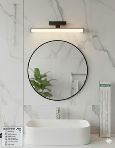Image of Rosegold | Black Body | Dressing Table |Rose Chrome Finish | Bathroom Mirror | Vanity | Picture | Cabinet | Adjustable | Wall Mounted Light. 2 Year Warranty. (Black crome, 18w)