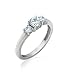 Platinum-Plated Sterling Silver Swarovski Zirconia 1 cttw Round 3 Stone Ring, Size 6