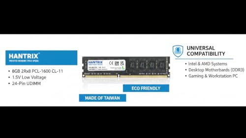 Image of 8GB DDR3L 1600 MHz RGB Desktop PC Memory Stick | PC3L-12800U 240-Pin UDIMM 1.35V Low Power Computer RAM Upgrade | Intel & AMD Motherboard Compatible | 3-Year Warranty