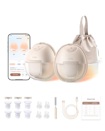 eufy Security Heated Breast Pump S1, Hands-Free Breast Pump with Industry-Leading HeatFlow Tech, App-Controlled OptiRhythm, Hospital-Grade Suction, Leakproof, Slim and Ultra-Quiet for in-Bra Use