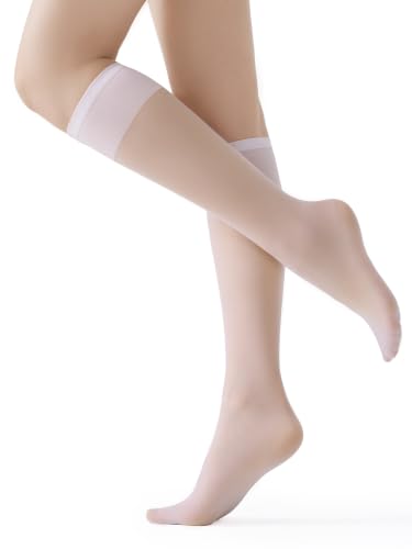 Image of MOOCHI Women's Sheer Knee High Stockings 6 Pairs 20 Denier Nylon Socks