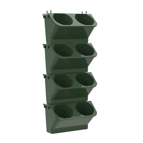 8 Pocket Vertical Wall Planter Plastic Wall Hanging Flowerpot Garden Self Watering Wall Mounted Planter, Balcony Planter, Railing Planter, Garden Balcony Decor(Dark green)