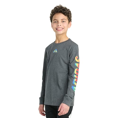 adidas Boys' Long Sleeve Spectrum of Light Heather Tee3