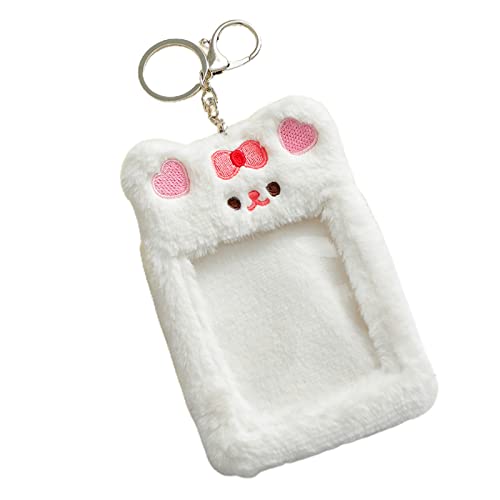 Porta-cartões Kpop de pelúcia fofo de pelúcia, porta-cartões de coelho Kawaii, capa para foto, bolsa