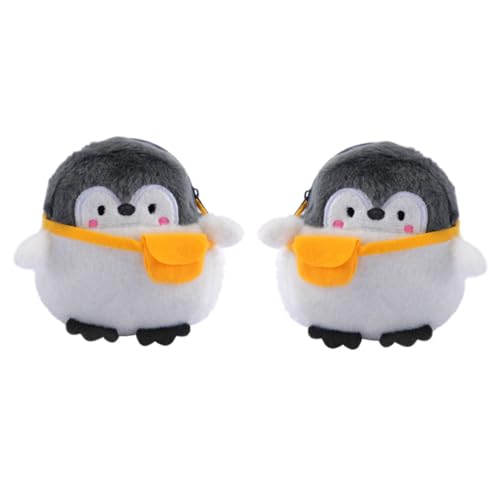 2pcs Cartoon Penguin Coin Lady Makeup Bag Earphone Pouch Coin Storage Container
