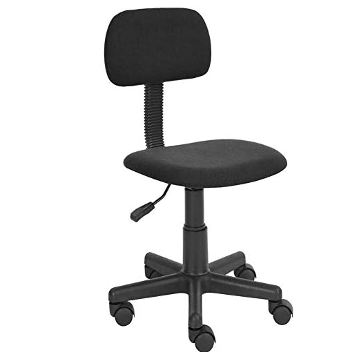 BAKAJI Sedia Poltrona Poltroncina Operativa Con 5 Ruote Piroiettanti Ufficio Cameretta Stanzetta in Tessuto Nero Regolabile Con Schienale Imbottito (Nero)