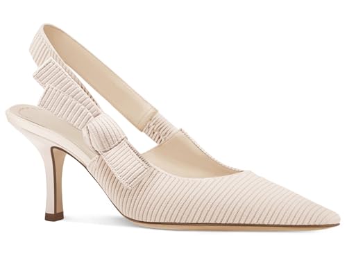 Coutgo Womens Slingback High Heels Closed Pointed Toe Bowknot Knitted...