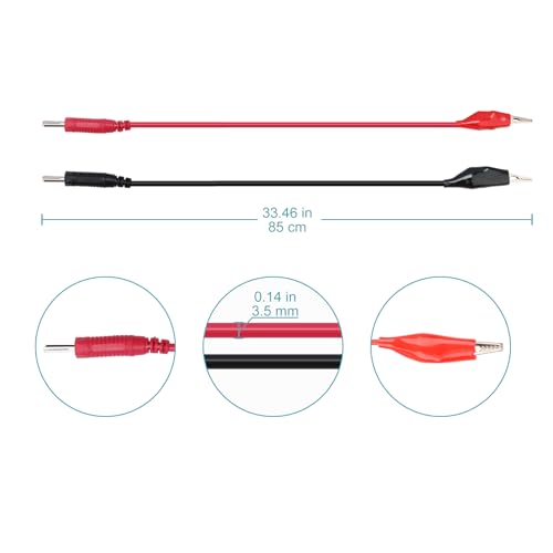 Image of stonylab 33-inch Alligator Clip to Spade Lug Test Leads, 6-Pack with Insulated Clips and Spade Plug