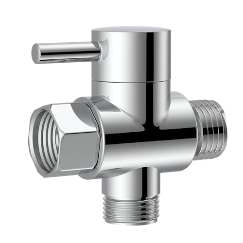 Brass Shower Arm Diverter Valve for Hand Held Showerhead and Fixed Spray Head,G 1/2 3-Way Bathroom Universal Shower System Replacement Part(Polished Chrome)