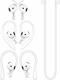 A-Focus Anti-Slip Set for AirPods 4 Silicone Adjustable Ear Hook Ergonomic Design Wings Wingtip Ear Hooks Tips Strap Sport Earbuds Accessories Eartip Compatible with AirPods 4th White