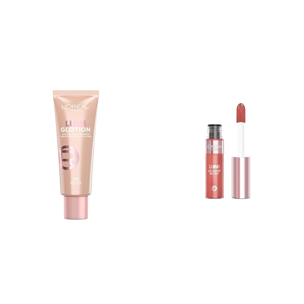 L'Oreal Paris Glotion 902 Highlighter Likit Aydınlatıcı & Lumi Blush Likit Allık - Glowy Worth It Medium