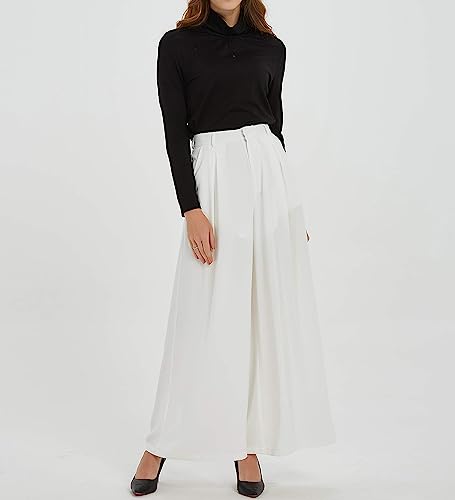 Women High Waist Casual Wide Leg Pants Elegant Work Pants Palazzo Pants Trousers with Pockets Lounge Pants Flowy4
