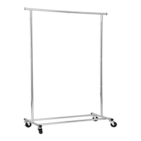 DRM Heavy Duty Garment Rack Clothes Rack with Locked Wheels, Collapsible Industrial Garment Rack,Chrome Cover