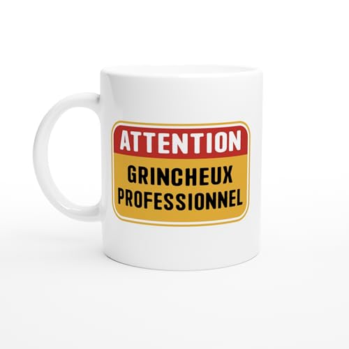 PassionCadeau Mug Humour Homme – Attention Grincheux Professionnel – Mug humour – tasse anniversaire – idée cadeau homme – tasse fun original