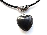 Puffy Heart 100% Shungite Pendant and Leather Necklace - Protection Authentic Valentine Gift Ideas...