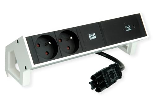 BACHMANN DESK2 2xUTE 1xUSB C 60W 0.2m GST18 RAL9010