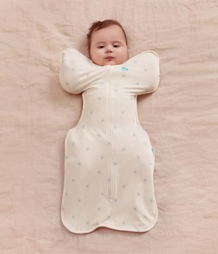 Image of Love To Dream Swaddle UP, Baby Sleep Sack, Twin Zipper for Easy Diaper Changes, Arms UP Position, Hip-Healthy, Lightweight & Breathable, Moderates Temperatures 24-27C, Mist Blue Sunny, Small (1-3m)