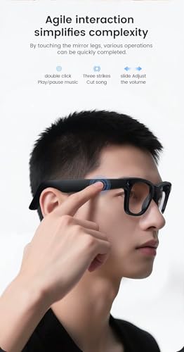 Image of Aeoss AI Smart Glasses, Electrochromic Instant Tinting, 8MP Hands-Free Photo & 1080P Video, AI Real-Time Translation & Object Recognition, WiFi Bluetooth 5.4, Black, One Size
