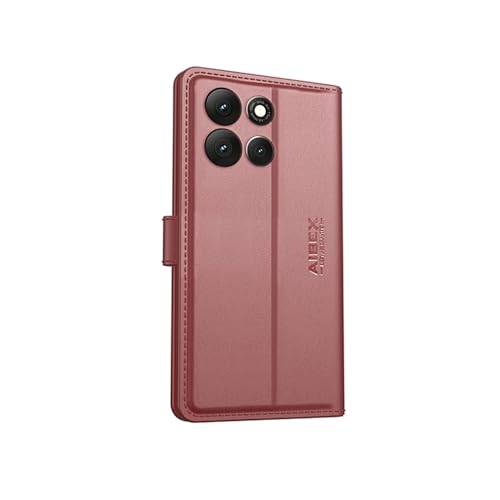 Image of AIBEX Compatible for Motorola G86 Power Flip Cover Leather Finish with Magnatic Closure | Inside TPU with Card Pockets | Wallet Stand | Complete Protection Flip Case -Brown