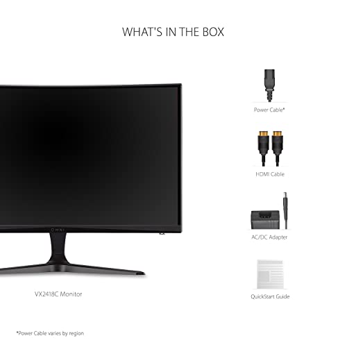 Viewsonic Omni VX2418C 24 Inch 1080p 1ms 165Hz Curved Gaming Monitor with AMD FreeSync Premium, Eye Care, HDMI and DisplayPort