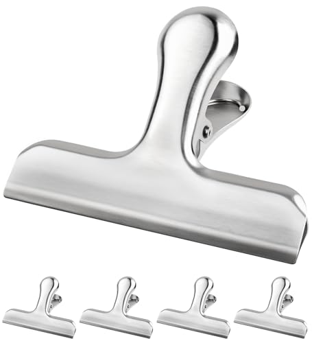 Caianwin 5 Stück Verschlussklammern Groß 76mm Metallklammern Clips für Tüten, Lebensmittel und Foto für Haus, Küche, Schule und Büro