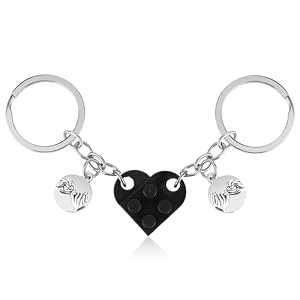 Ouligay Llaveros para parejas, llavero de corazón a juego para novio, novia, bonito llavero de corazón de ladrillo a juego para parejas, San Valentín, Navidad, amigas regalos mejor amiga