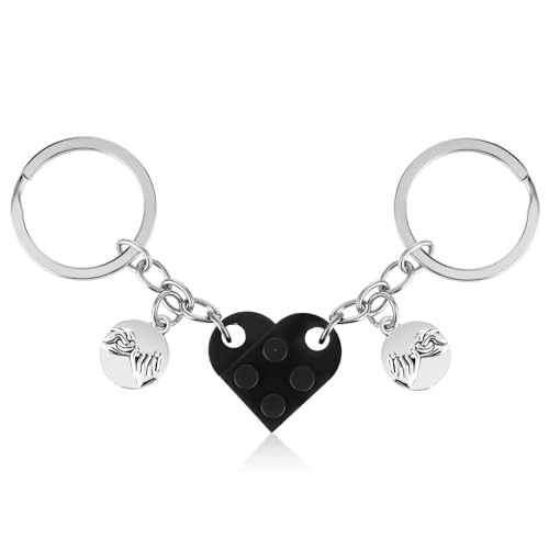 Ouligay 2-delige bijpassende koppelliefde hart sleutelhanger cadeaus voor vriend vriendin, beste vriend verjaardag vriendschap voor vrouwen, Valentijnscadeaus voor hem haar mannen echtgenoot