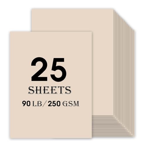 25 Sheets Tan Cardstock 8.5 x 11 Tan Paper 90lb Card Stock Printer Paper for Invitations Scrapbooking Crafts DIY Cards (tan)