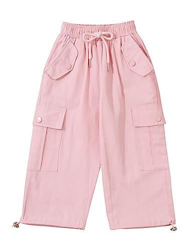 Moily Kids Girls Boys Drawstring Cargo Chino Pants Casual Clothes Jogger Pants Trousers with Pockets