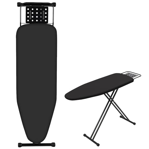 Aoufottes Klappbares Bügelbrett Ironing Board Robustes Dampfbügelbrett mit Bügeleisenablage mit rutschfesten Füßen stabiles Gestell Tischbügelbrett mit Verstellbarer Höhe Ironing area120x38cm