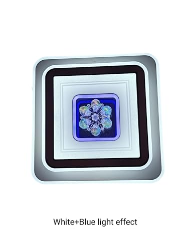 Image of Metal Chandelier 48W Lighting Colours 3 in1 Center Light Ceiling Chandelier Lamp Light for Beautiful Home & Dining Living Room Office (48 Watt,20x20 Inch) (Square) with Remote Control