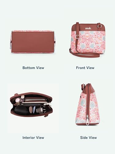 Image of ZOUK Printed Vegan Leather Out Of Office Sling Bag With Adjustable Strap For Women's Girls