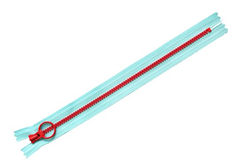 Y.K.K コンビファスナー ライトブルー×レッド 25cm 5本入 3VSC25-290
