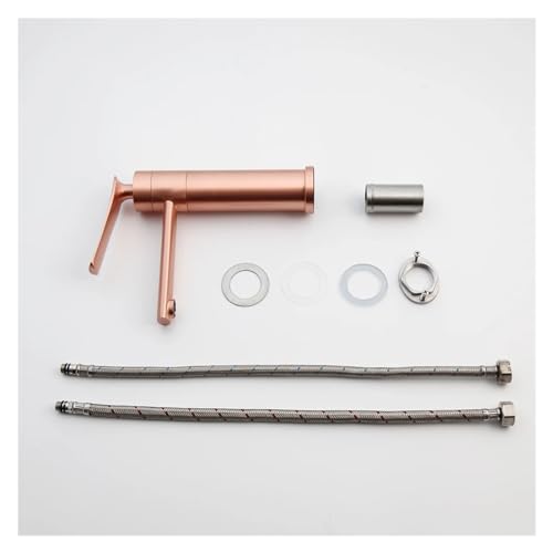 Robinet mitigeur en laiton noir mat et or rose pour vasque design