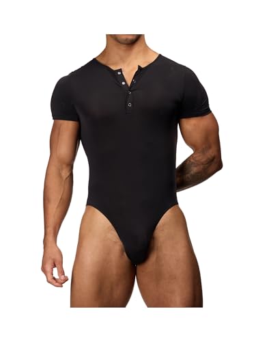 Body Aware Men's Henley Brief Bodysuit Undershirt3