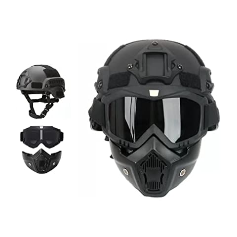 LEJUNJIE Tactical Helmet with Face Mask Cover