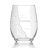 Well Told Engraved Chicago Illinois Map Stemless Wine Glass, Etched Wine Glass (15 oz, Clear) City Map Wine Glass, Custom Wine Glass, Gifts for Wine Lovers
