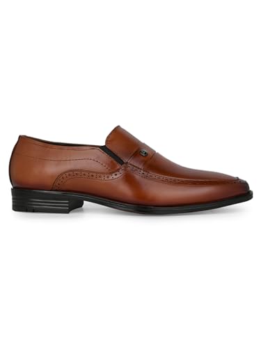 Image of ALBERTO TORRESI Genuine Leather Tan Slipon Formal Shoes