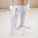 POLG Toddler Baby Girls Solid Knee-High Socks Kids Girl Mid-Calf Length Princess Sock Fashion Warmer Bow Stockings (White, 18-36 Months)